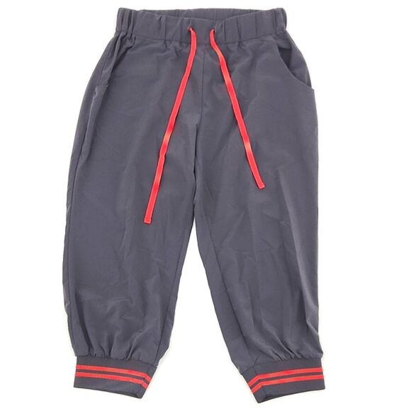 Forever 21 Joggers Size Small Womens Gray Red Stripes Drawstring Cropped Pants - Picture 1 of 7